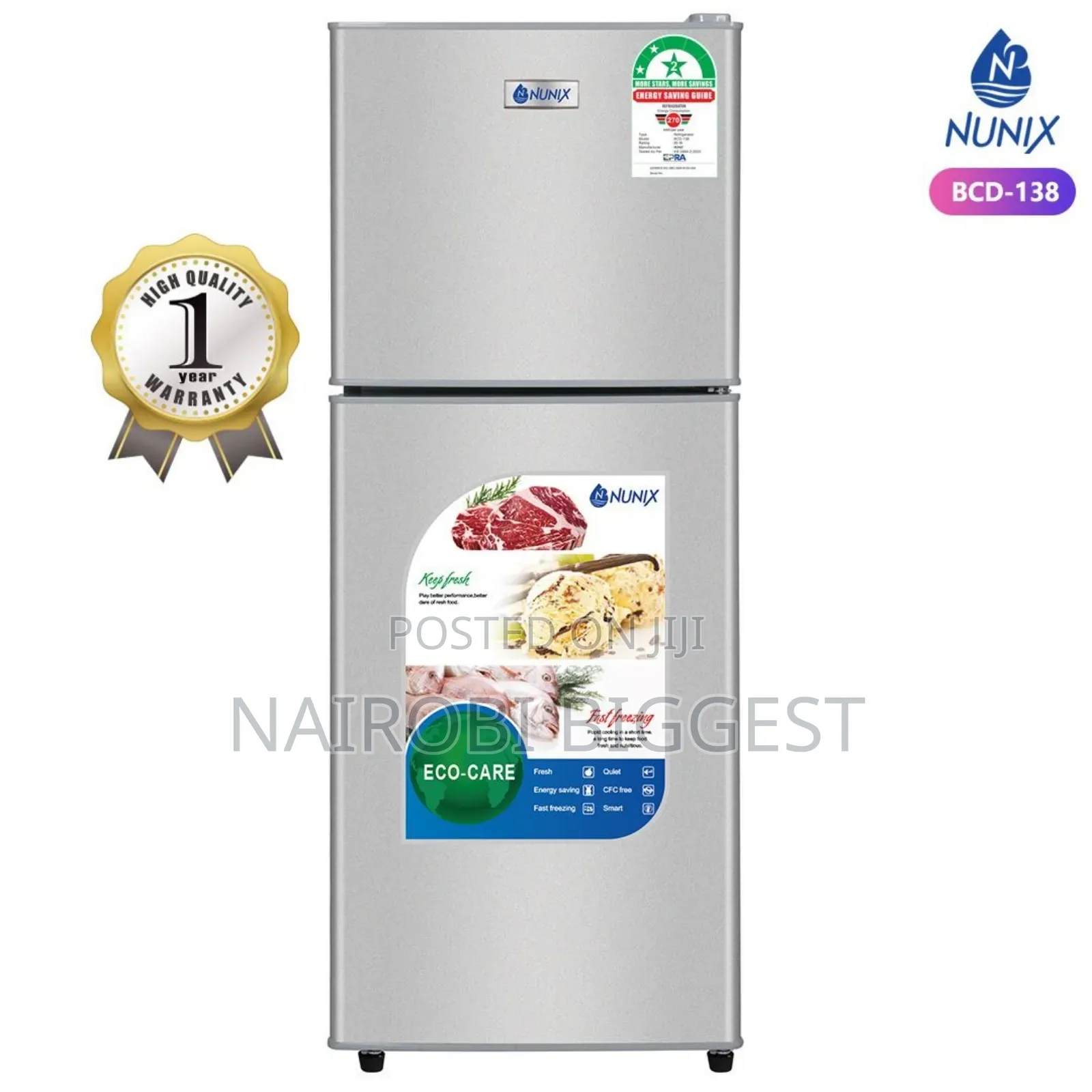 Nunix 200litres Double Door Refrigerator