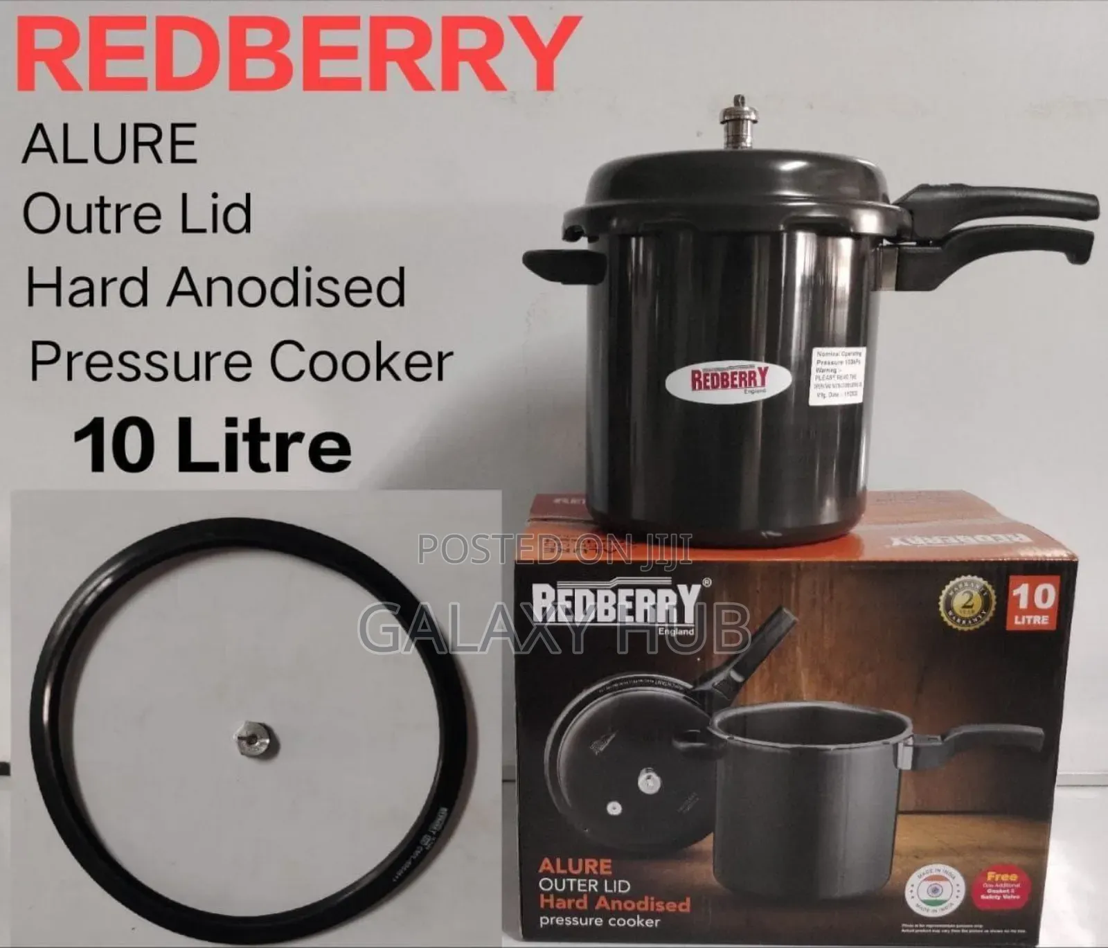 *Hard Anodized Pressure Cooker* Alure Outer Lid 10litres