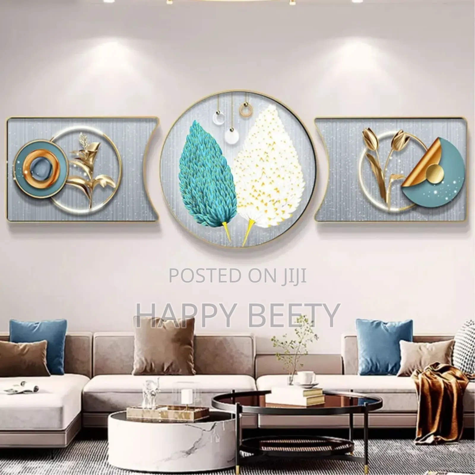 3pcs Crystal Porcelain Decorative Painting
