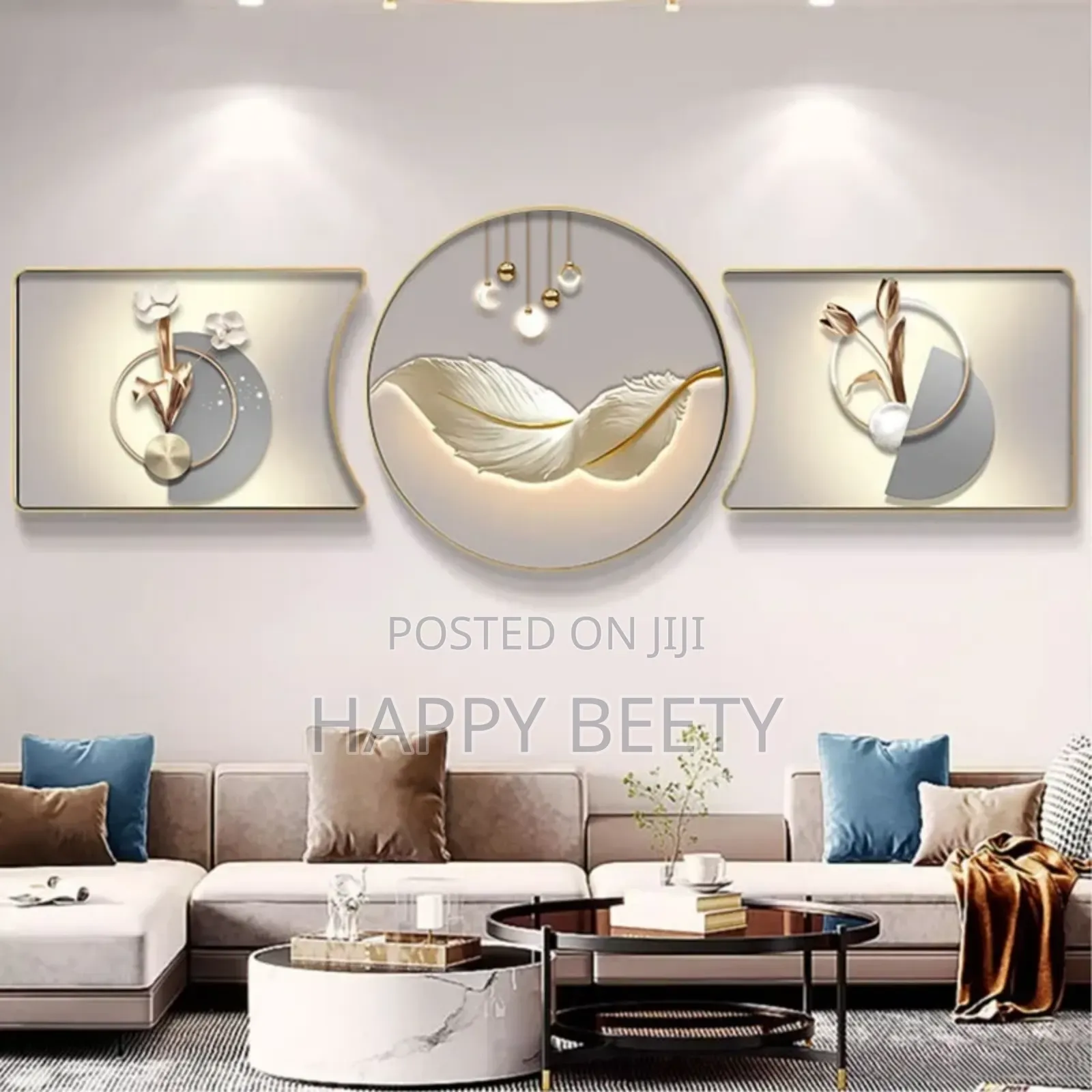 3pcs Crystal Porcelain Decorative Painting