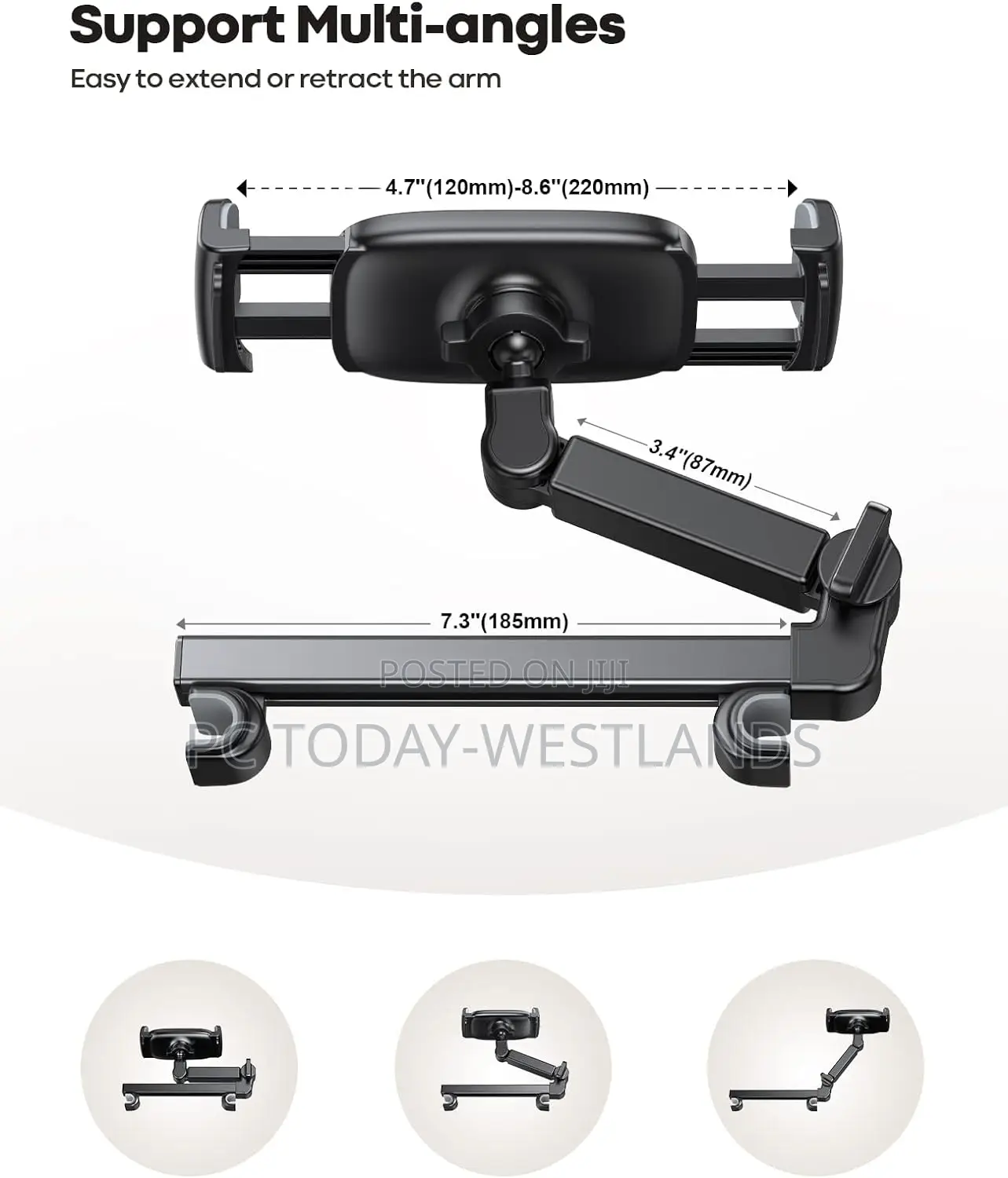 Lamicall Car Headrest Tablet Holder - [3 in 1 Extension Arm]