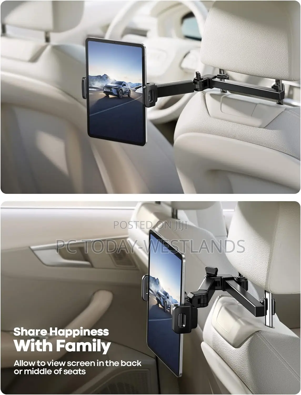 Lamicall Car Headrest Tablet Holder - [3 in 1 Extension Arm]
