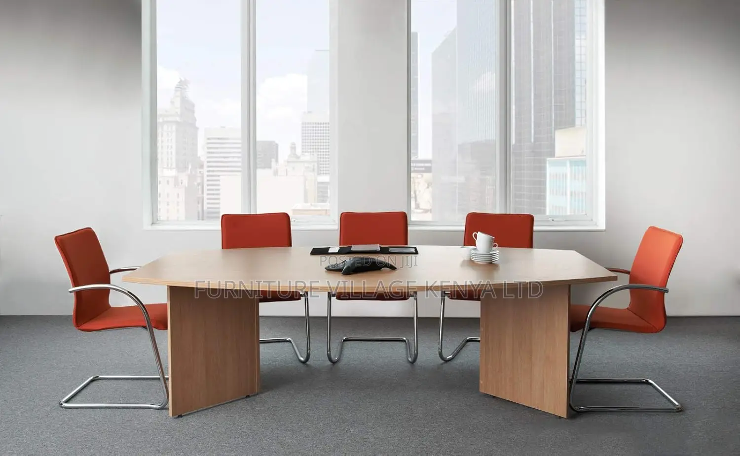 Arrow Head Leg Radial End Boardroom Table 2400mm, Beech