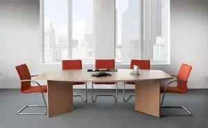 Arrow Head Leg Radial End Boardroom Table 2400mm, Beech