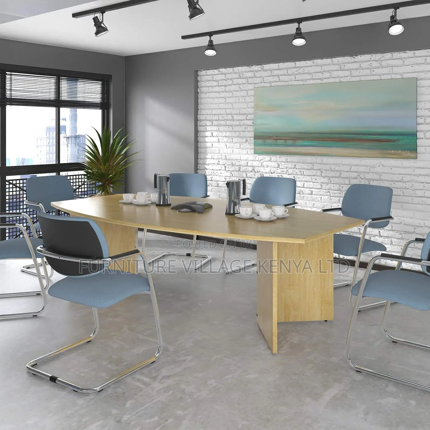 Arrow Head Leg Radial End Boardroom Table 2400mm, Beech