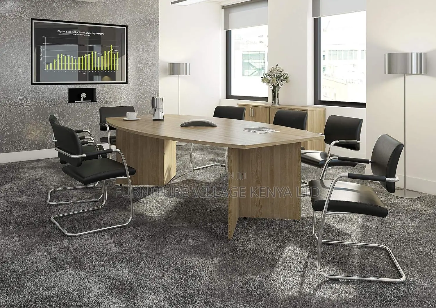 Arrow Head Leg Radial End Boardroom Table 2400mm, Beech