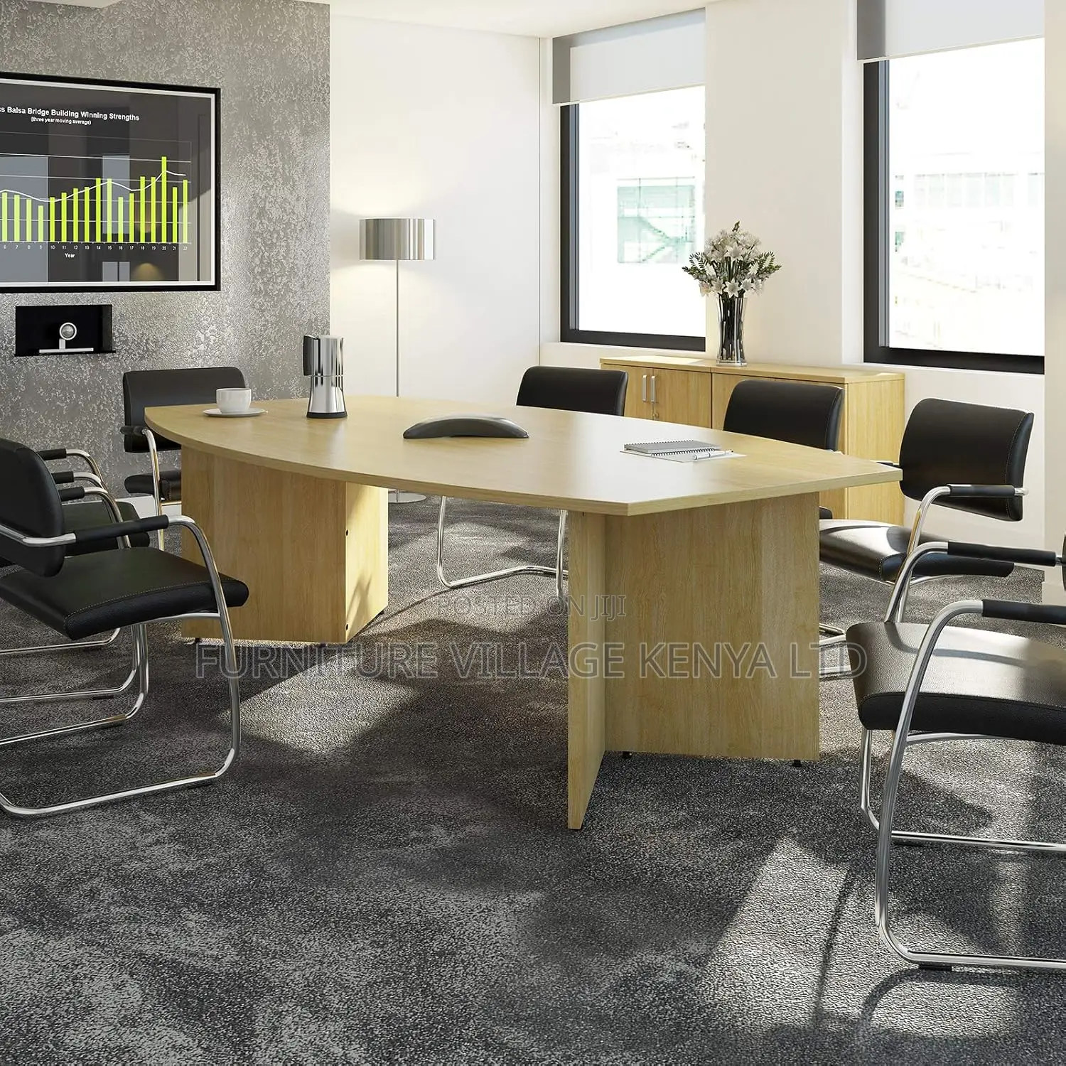 Arrow Head Leg Radial End Boardroom Table 2400mm, Beech