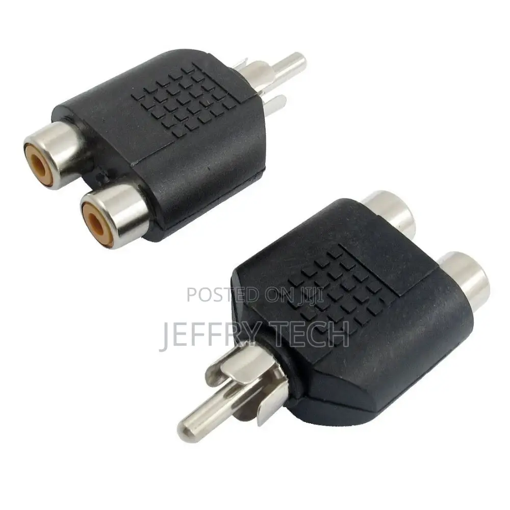 Audio 1 RCA Male Plug to 2 RCA Female Adapter Connector - P2