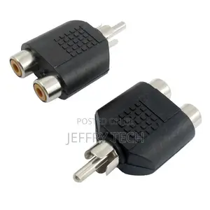 Audio 1 RCA Male Plug to 2 RCA Female Adapter Connector - P2