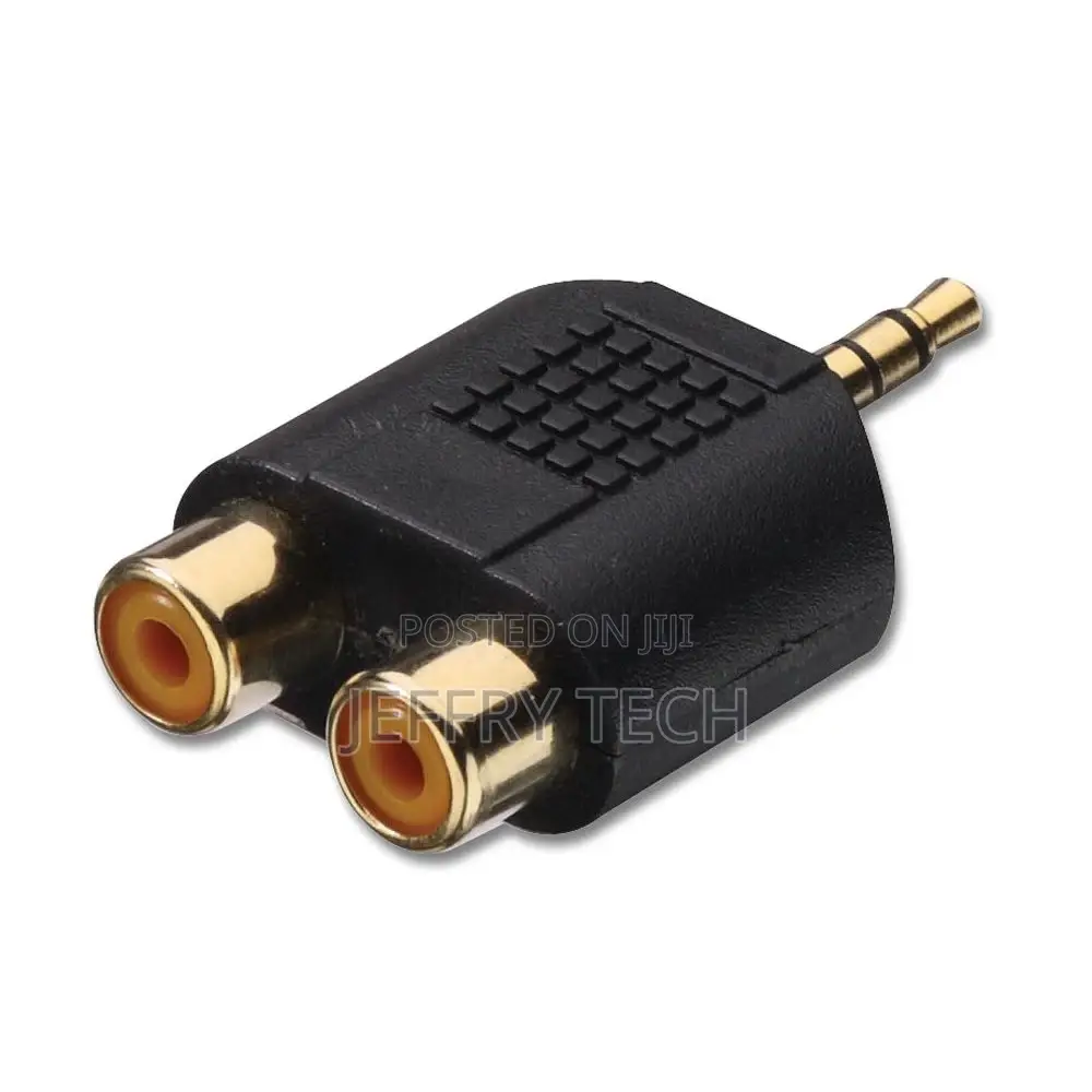 Plug Audio 3.5 Mm Male Plug to 2 X RCA Female Adaptor Connec