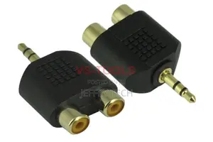 3.5mm Stereo Plug to Dual Two 2 Port RCA Female Adapter Y Co