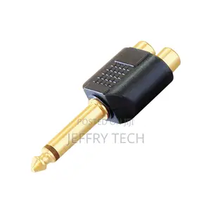 6.35 Mm P-38 Mono Male Plug to 2 Rca Female Connector(Gold P