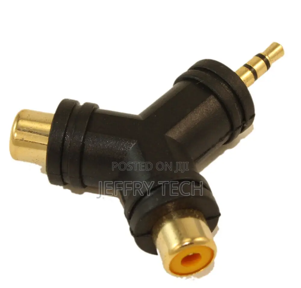 3.5mm Stereo Jack (Male) to 2 RCA (Female) Adapter Gold Plat