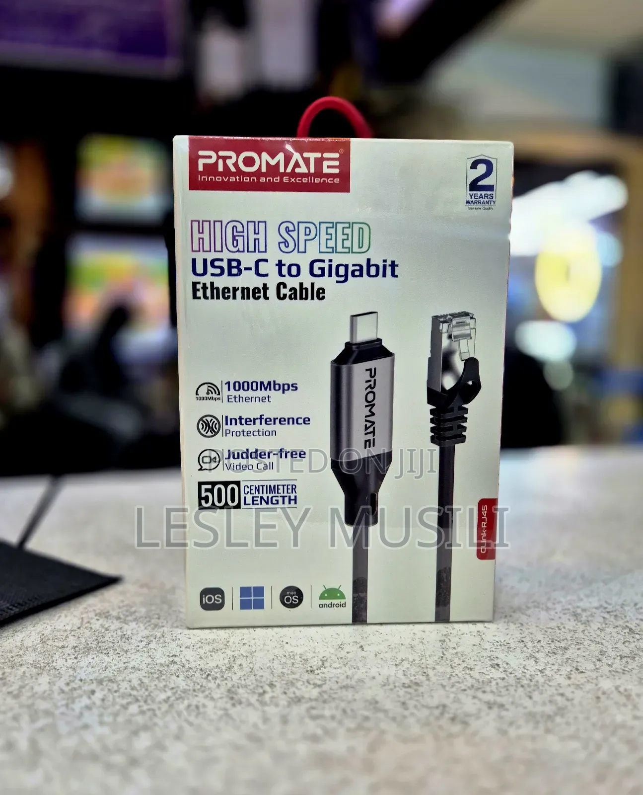 Promate -RJ45
High-Speed USB-C to Gigabit Ethernet Cable
