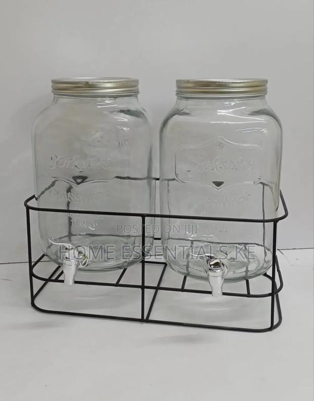 5L & 8L DOUBLE GLASS Juice Dispensers Metallic Stand