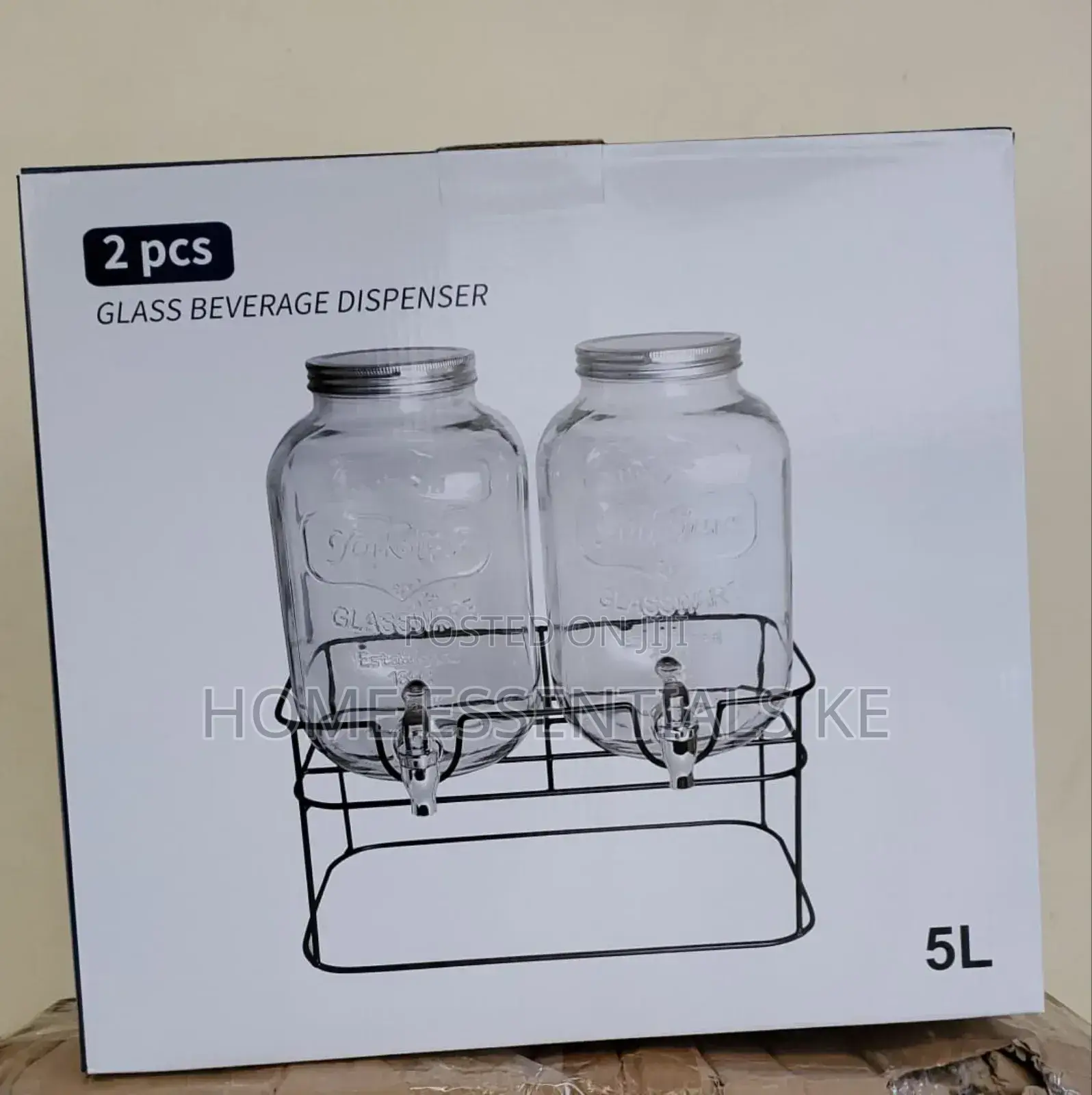 5L & 8L DOUBLE GLASS Juice Dispensers Metallic Stand