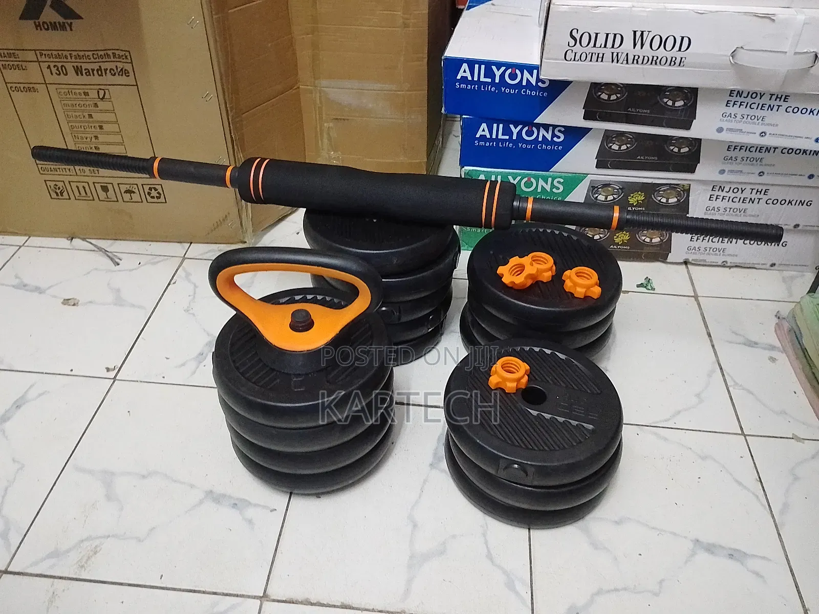 50kg Adjustable Kettle Bell Dumbbell Set (16plates 3kg Each)