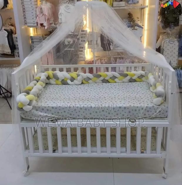 Wheeled Imported Cot With Mattress ,Braided Bumpers M/Net