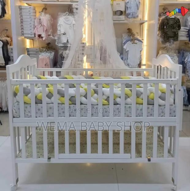 Wheeled Imported Cot With Mattress ,Braided Bumpers M/Net - thumbnail 2