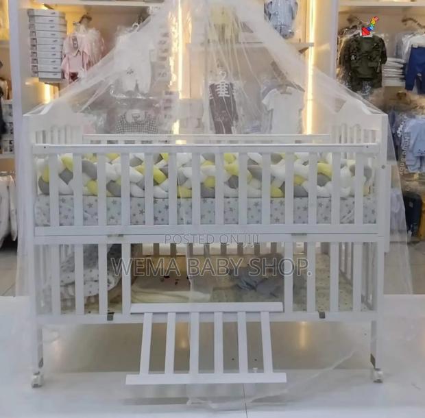 Wheeled Imported Cot With Mattress ,Braided Bumpers M/Net - thumbnail 3