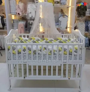 Wheeled Imported Cot With Mattress ,Braided Bumpers M/Net