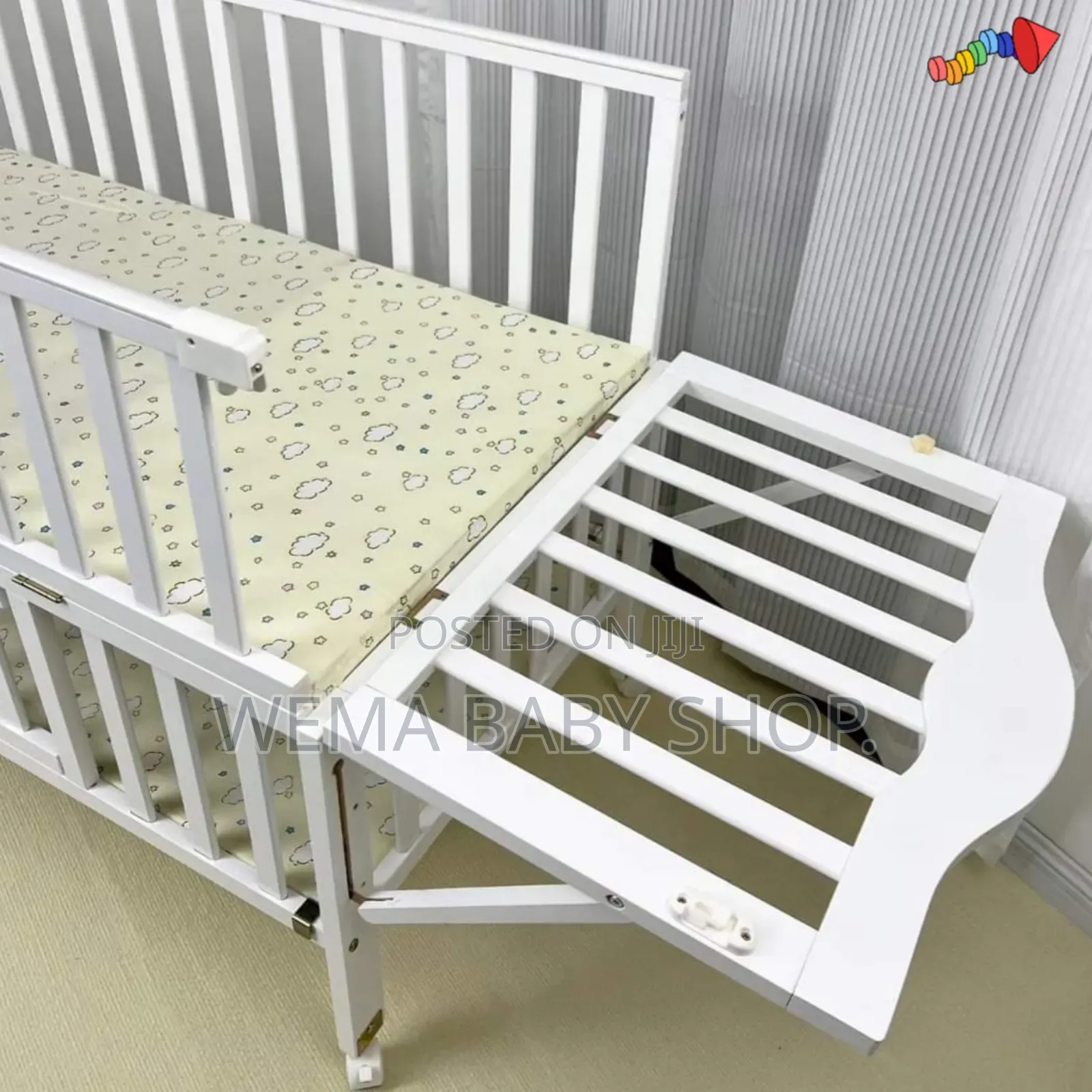 Wheeled Imported Cot With Mattress ,Braided Bumpers M/Net