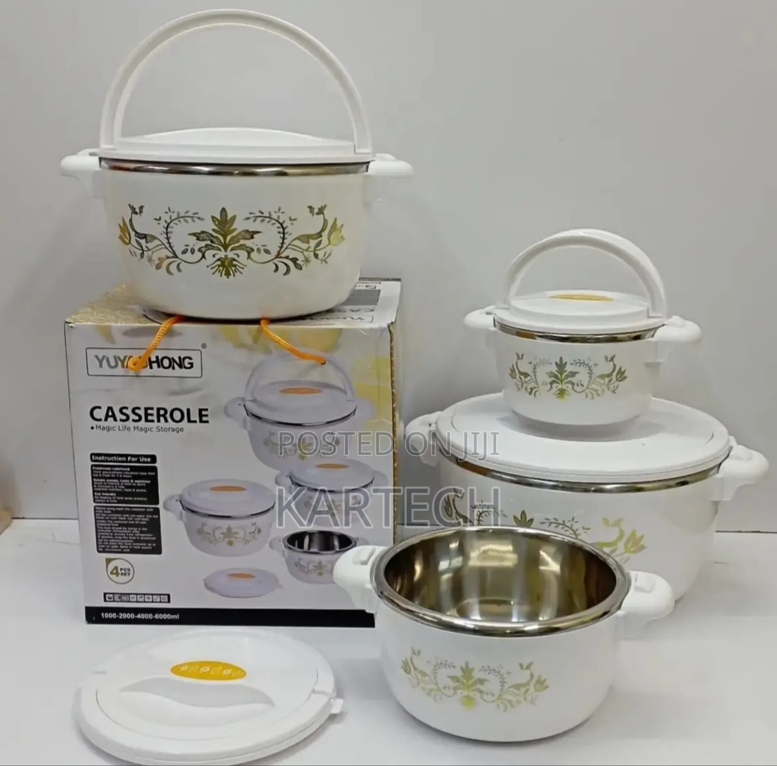 4pc Insulated Casserole Hotpots 1000-2000-4000-6000ml