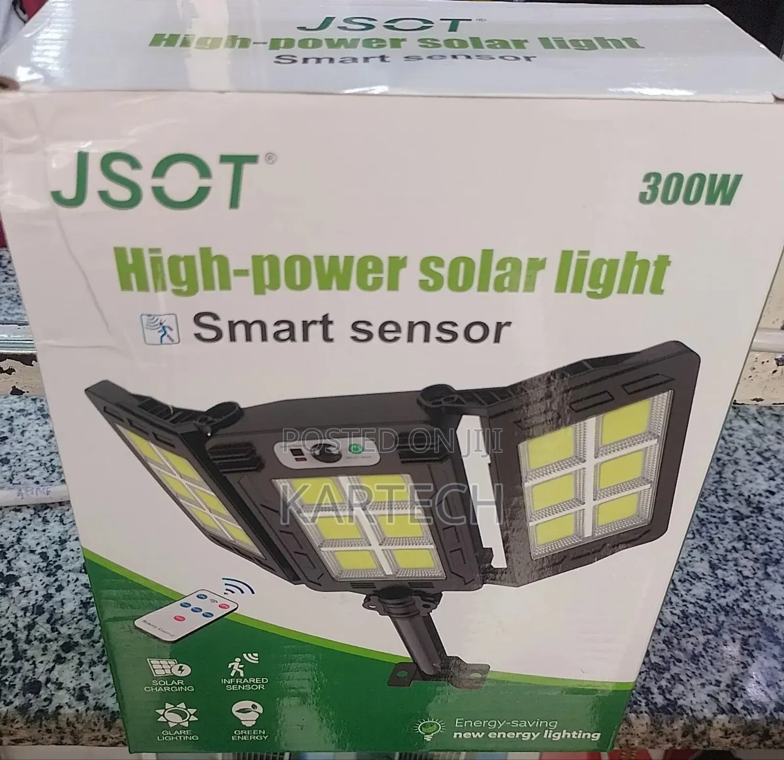 JSOT 300W 3 Head High Power Solar Lamp Smart Sensor