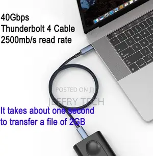 USB C Thunderbolt 4 Cable, 40gbps, 240W Fast Charging Cord A