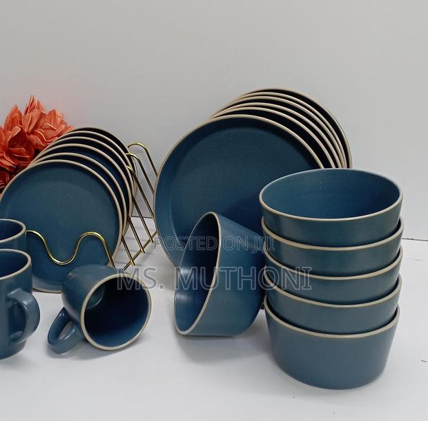 High Quality 24pcs Ceramic Dinner Sets Light Blue - thumbnail 3