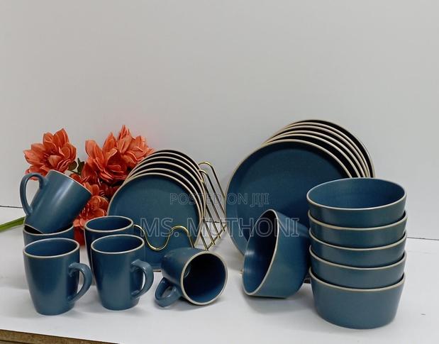 High Quality 24pcs Ceramic Dinner Sets Light Blue - thumbnail 2