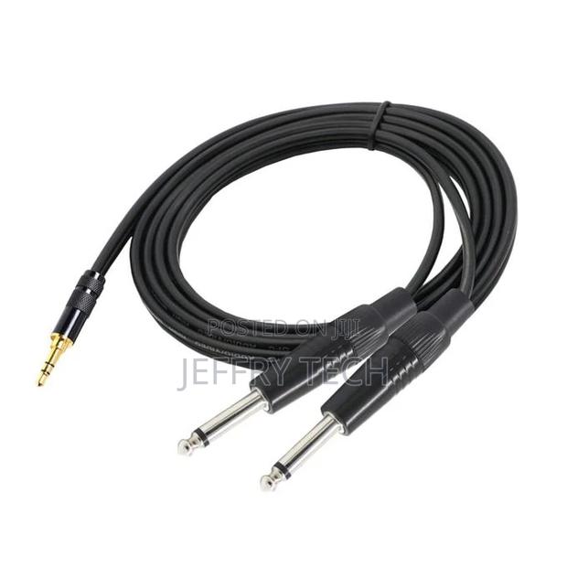 1.5m 3.5mm 1/8" Dual 6.35mm 1/4" TS Y-Cable Cord