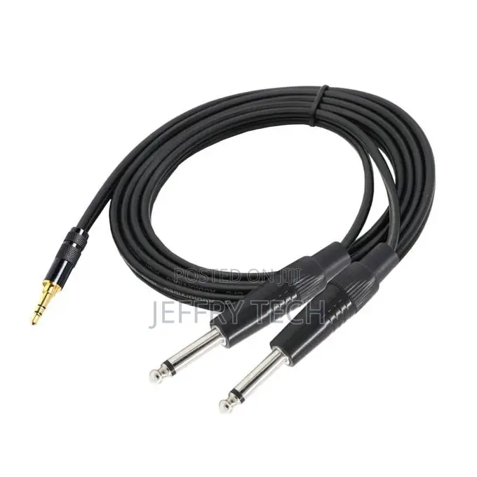 1.5m 3.5mm 1/8" Dual 6.35mm 1/4" TS Y-Cable Cord