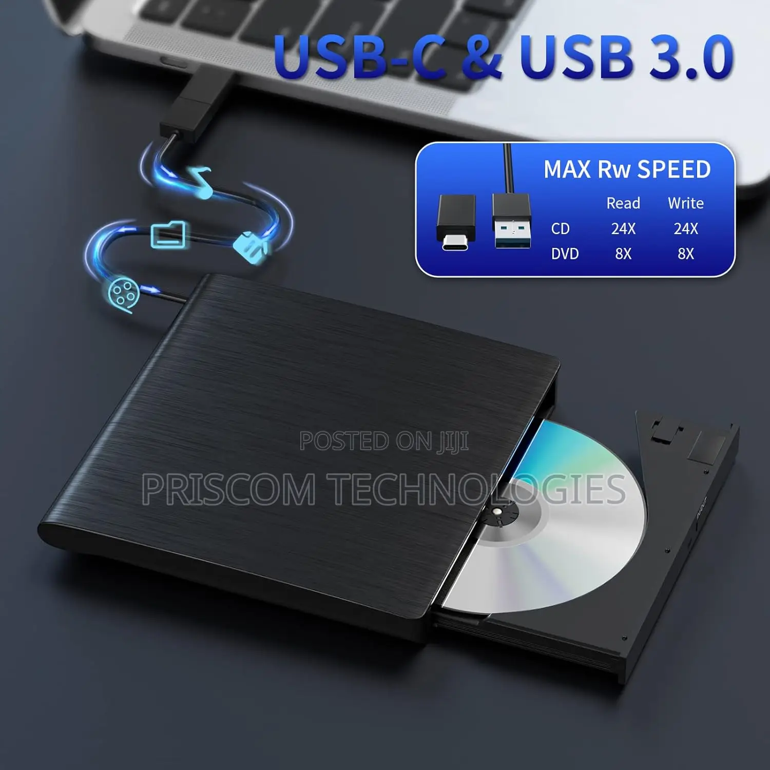 External CD DVD Drive for Laptop, USB 3.0 Portable DVD CD