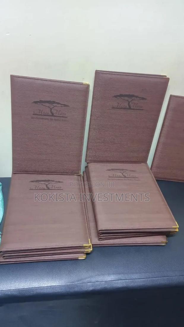 Brown Menu Folders With Pockets