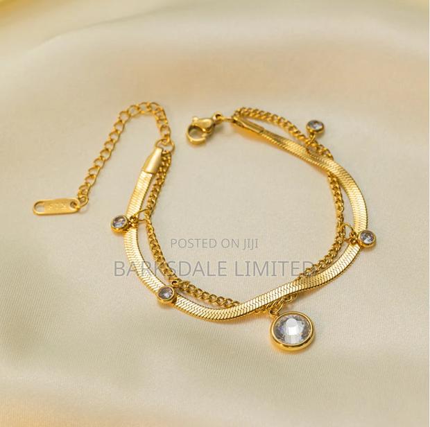 Gold Plated Zircon Stainless Steel Bracelet Women Jewelry