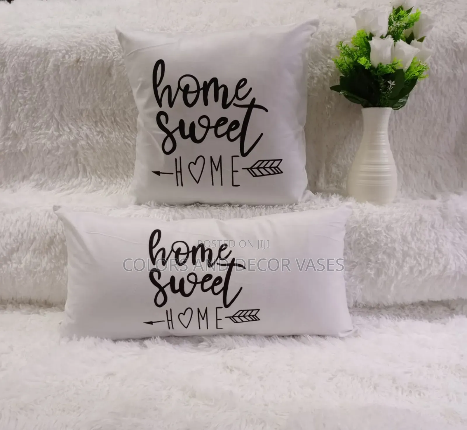 White HOME SWEET HOME Throw Pillows