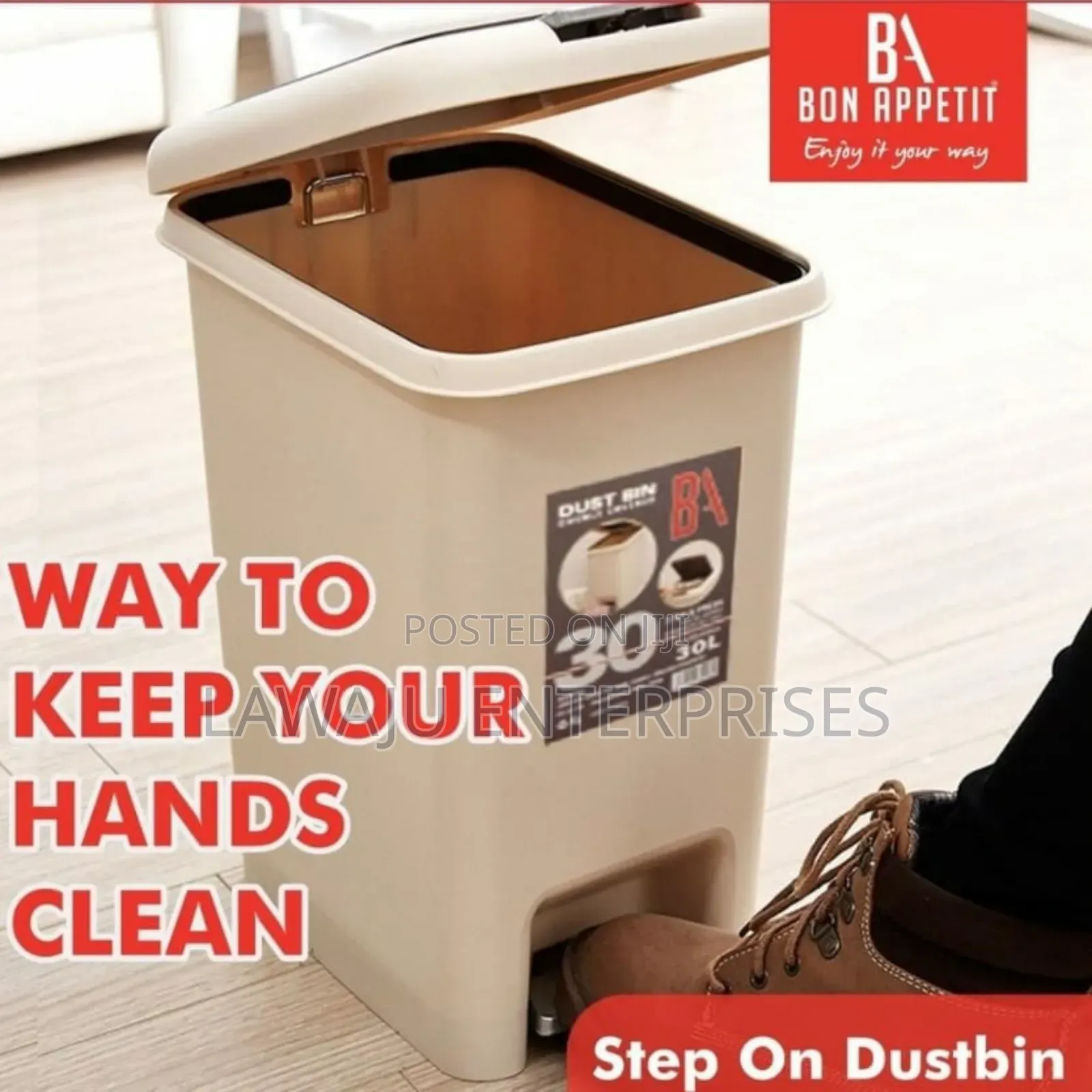 20L Bon Appétit Plastic Waste Bin With Dual Opening