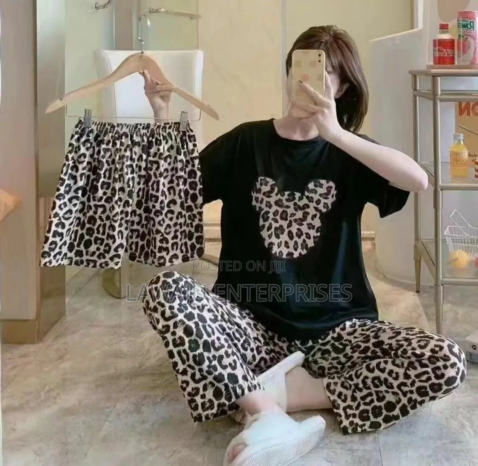 Leopard Print 3 in 1 Ladies Pyjama Set