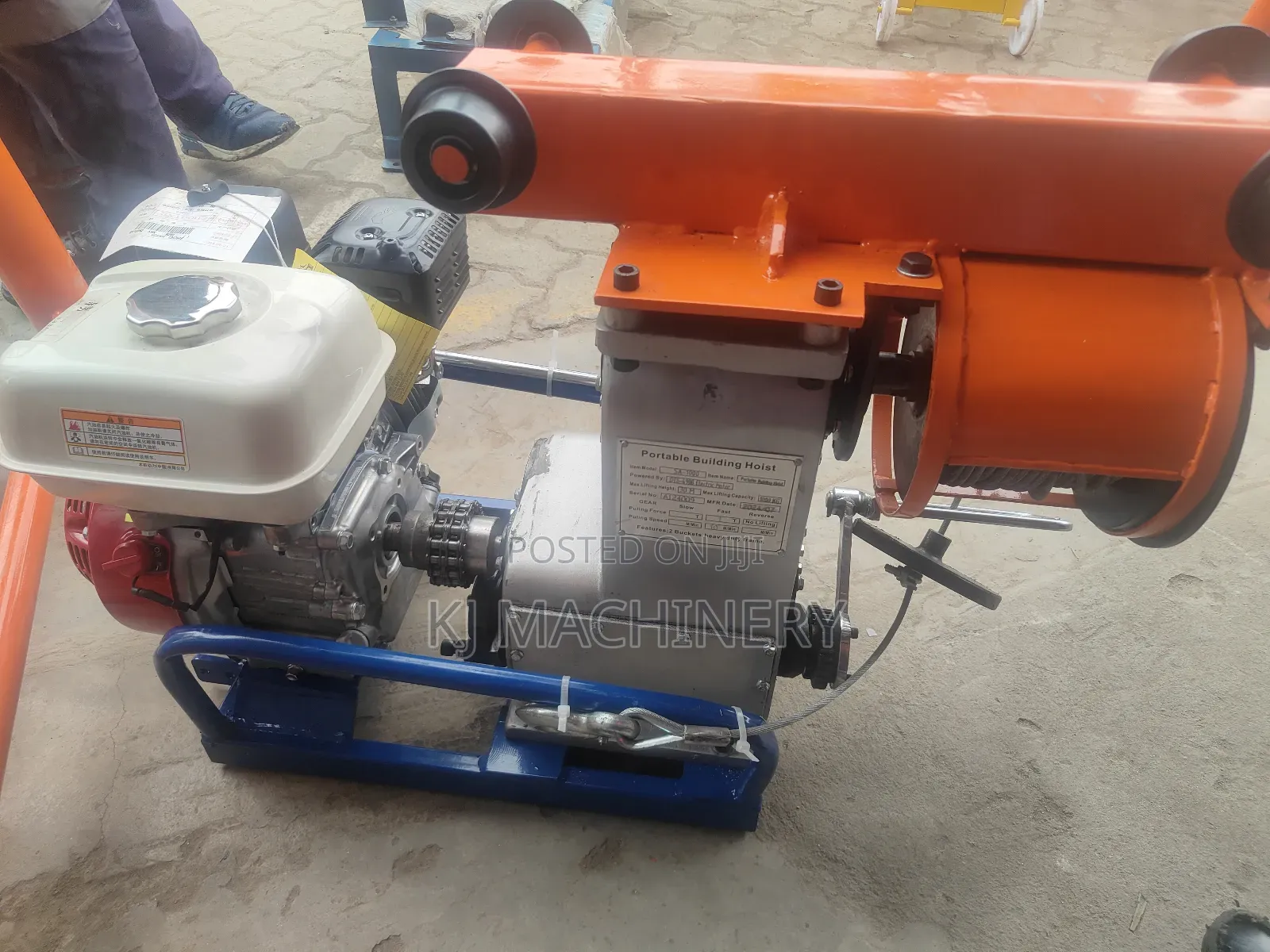 Concrete Hoist One Tonne With Heavy Duty Stand and Engine.