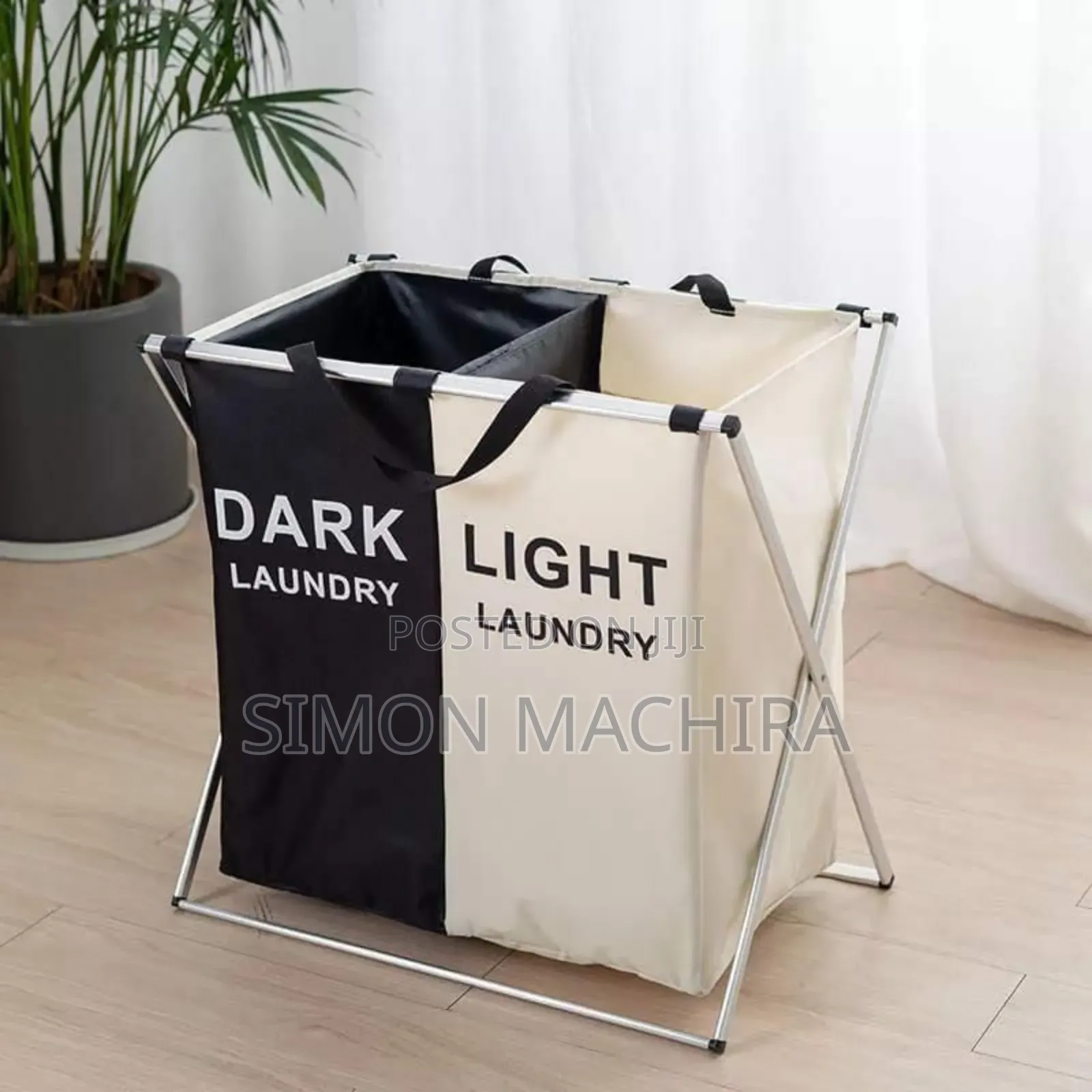 Foldable Laudry Basket With 2 Compartments