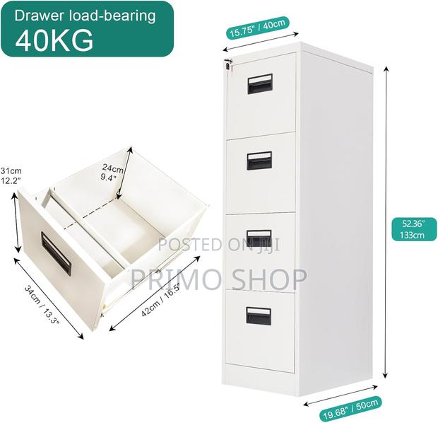 Office Cabinet, Lockable 4 Drawers Metal Cabinet - thumbnail 3
