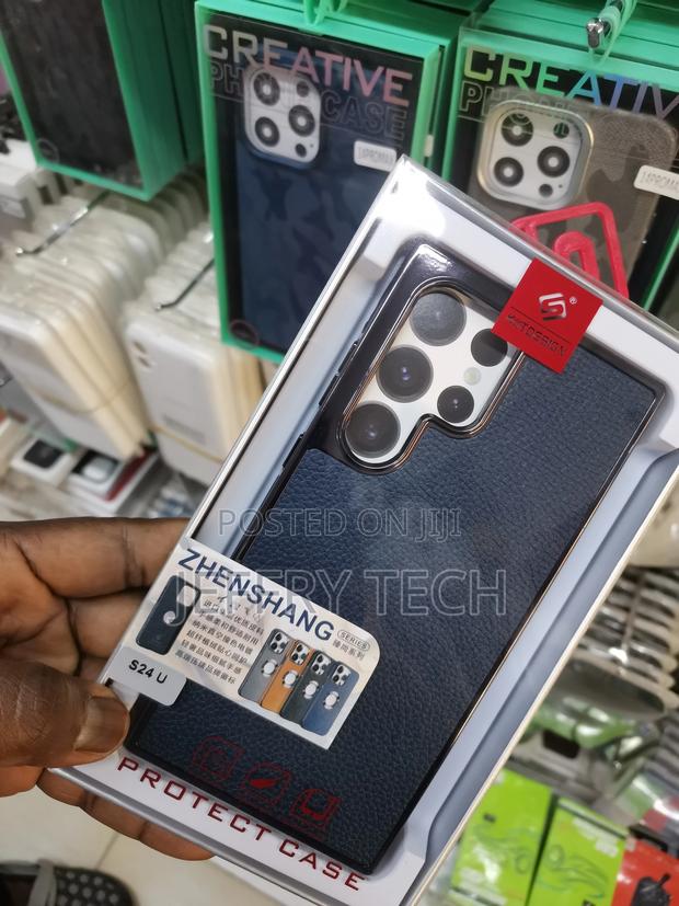 Black Leather Case Compatible Samsung Galaxy S24 Ultr - thumbnail 3