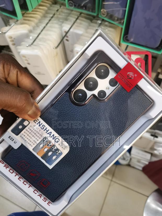 Darkblue Leather Samsung S23 Case | Shockproof Protection - thumbnail 3