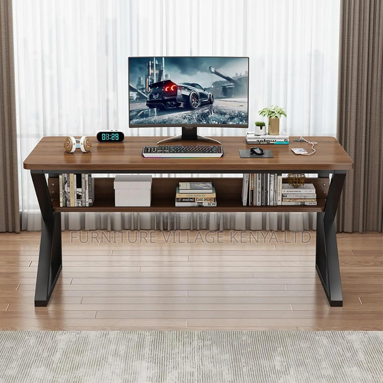 Home Office Desk, Computer Desk With Storage Room
