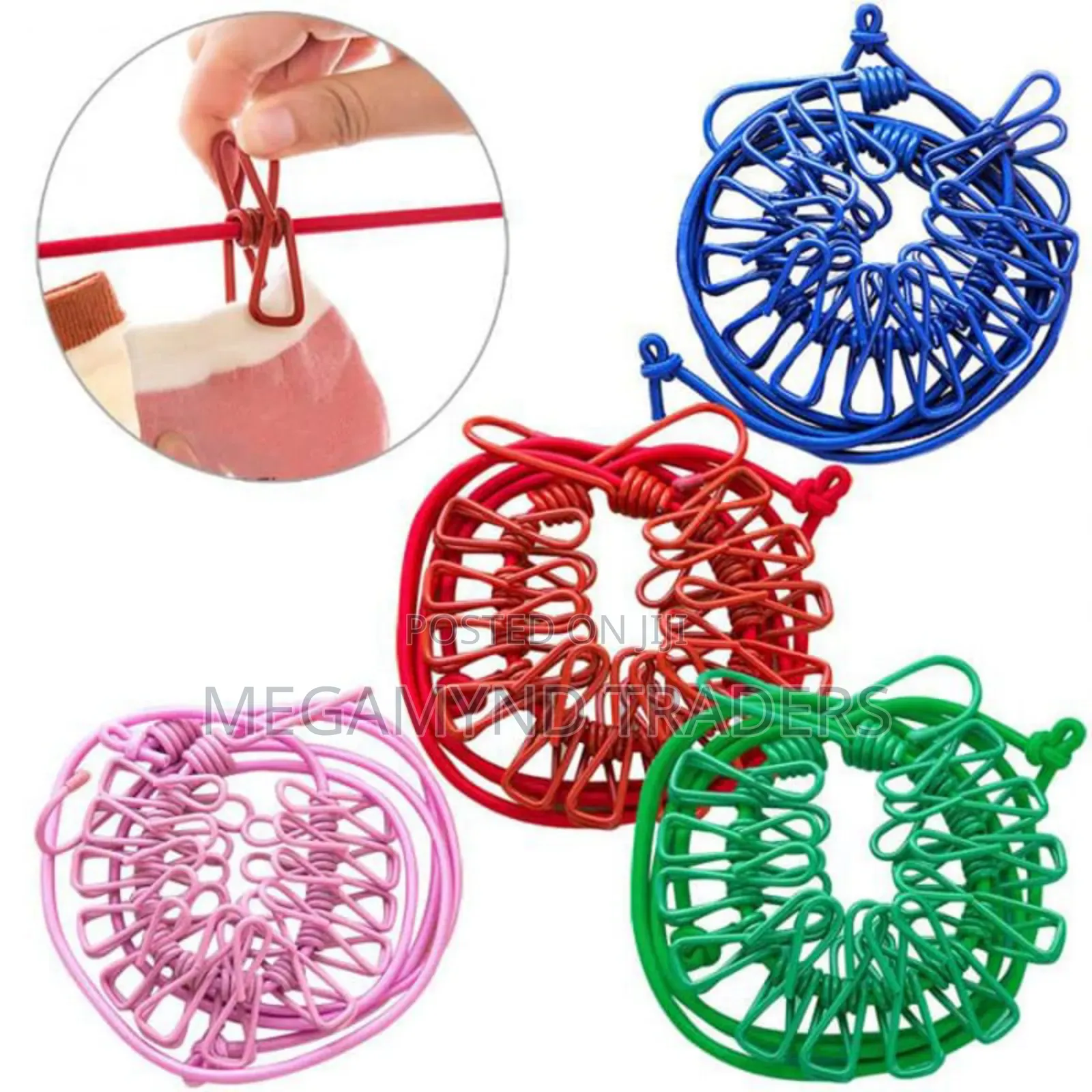 Stretching Cloth Line 12 Pegs/Elastic Clothe Hangers
