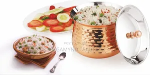 Mukti Mudhiras Golden Curry Rice Pot With Lid/Hammered Pot