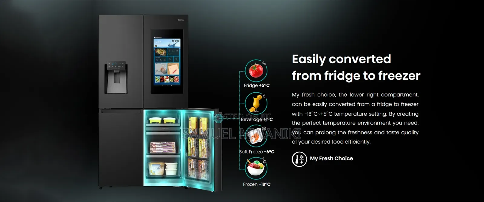 Hisense 522l Multi Door Refrigerator- Ice Water Dispenser