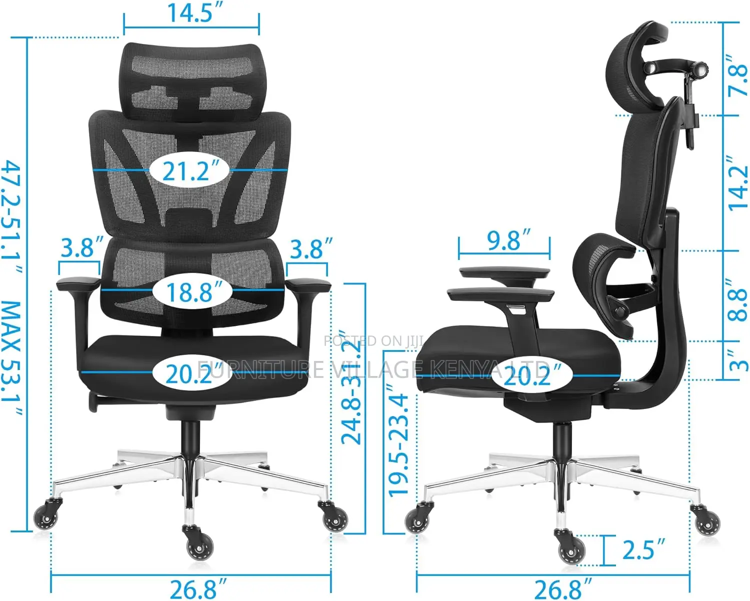 Ergonomic Mesh Office Chair With Adjustable Height