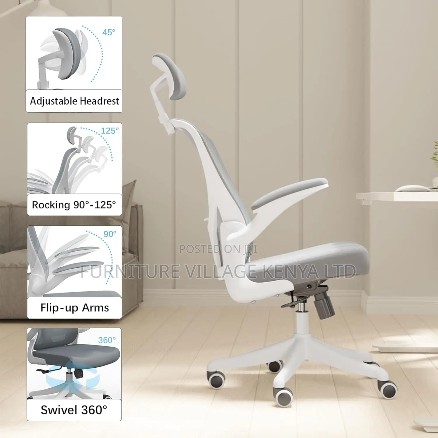 High Back Office Chair With Flip-Armrest